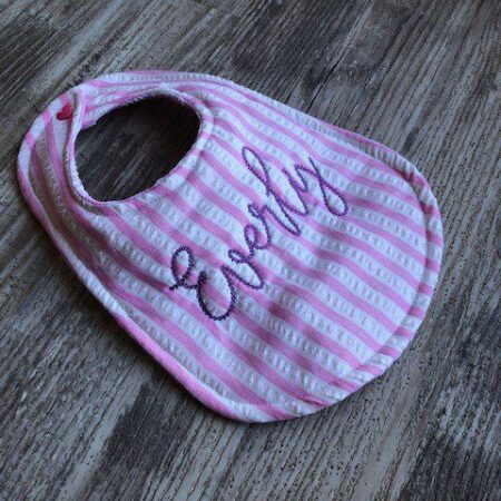 Monogrammed Seersucker Newborn Baby Bib