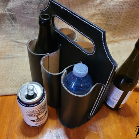 Hand made leather drink carrier, 6 pack carrier